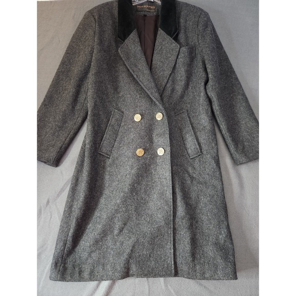 David Benjamin Jackets & Blazers - David Benjamin Wool Coat Women 8 Dark Gray Double Breasted  Velvet Collar‎ Long
